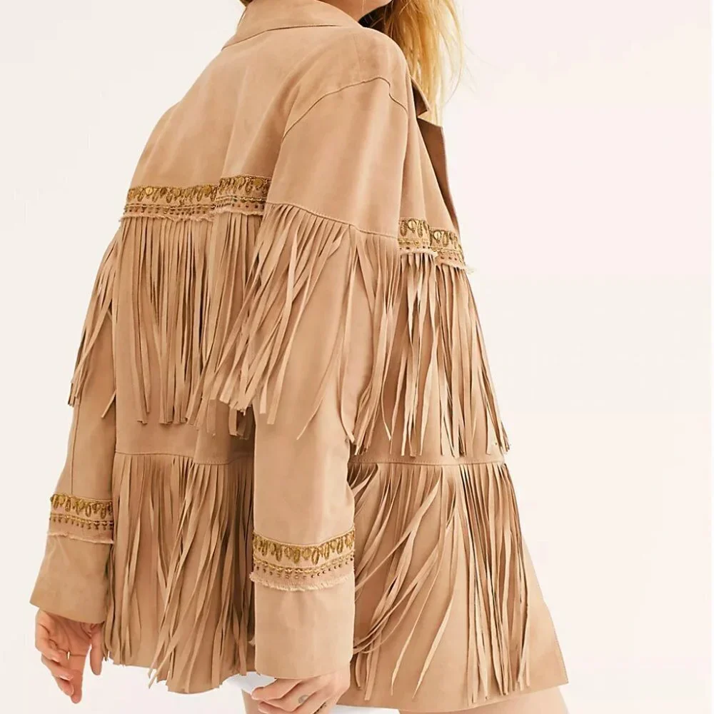 Free People x Brenda Knight Collab- Fringe Embroidered Jacket (NWOT)